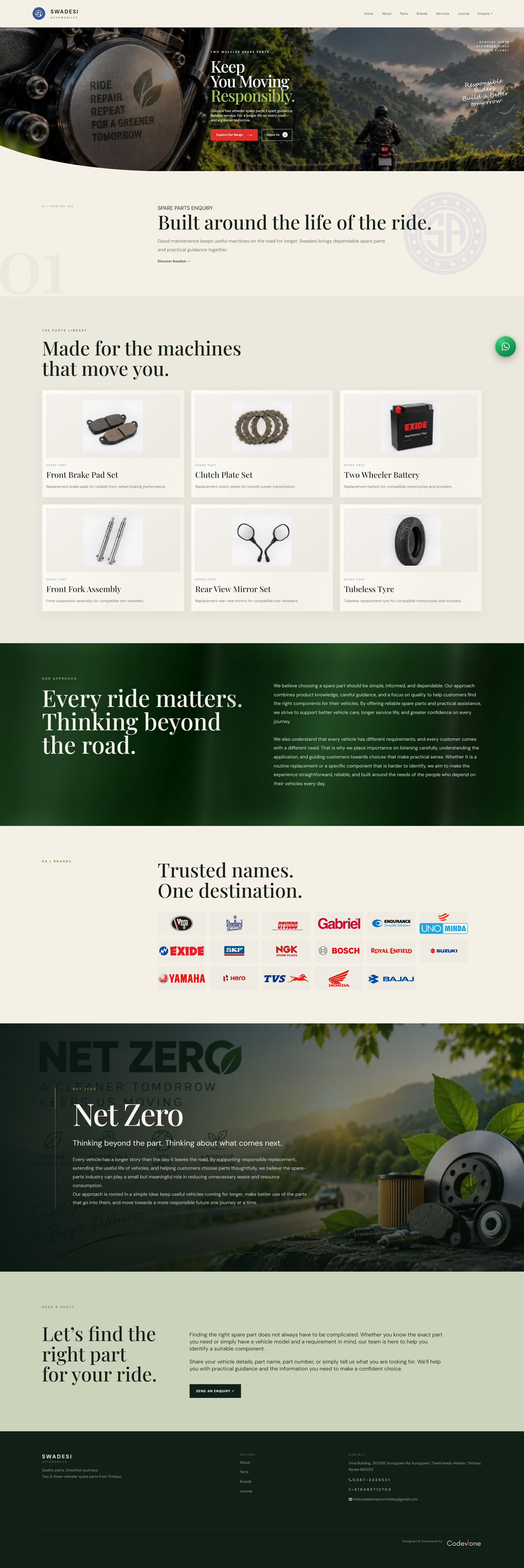 Swadesi Automobiles website